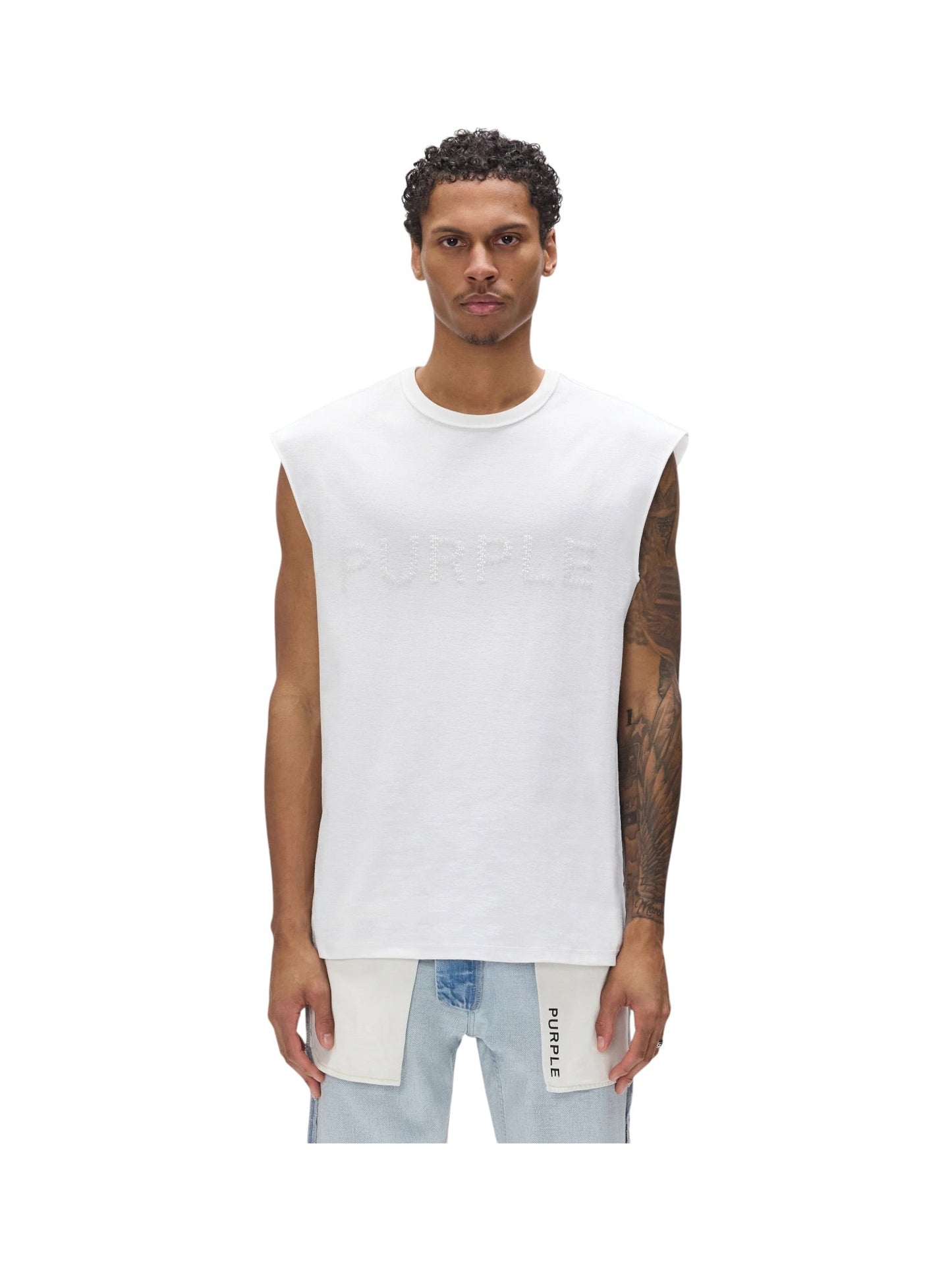 Purple Brand P103-TJWI326 Textured Sleeveless Tee White