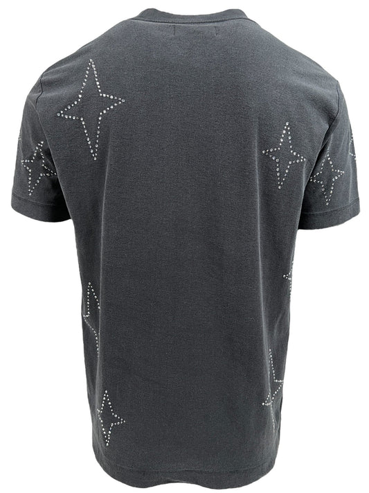 A PURPLE BRAND P104-JSCB TEXTURED JERSEY TEE BLACK featuring graphic tee details with crystal stars made of small white dots on the back and sleeves.