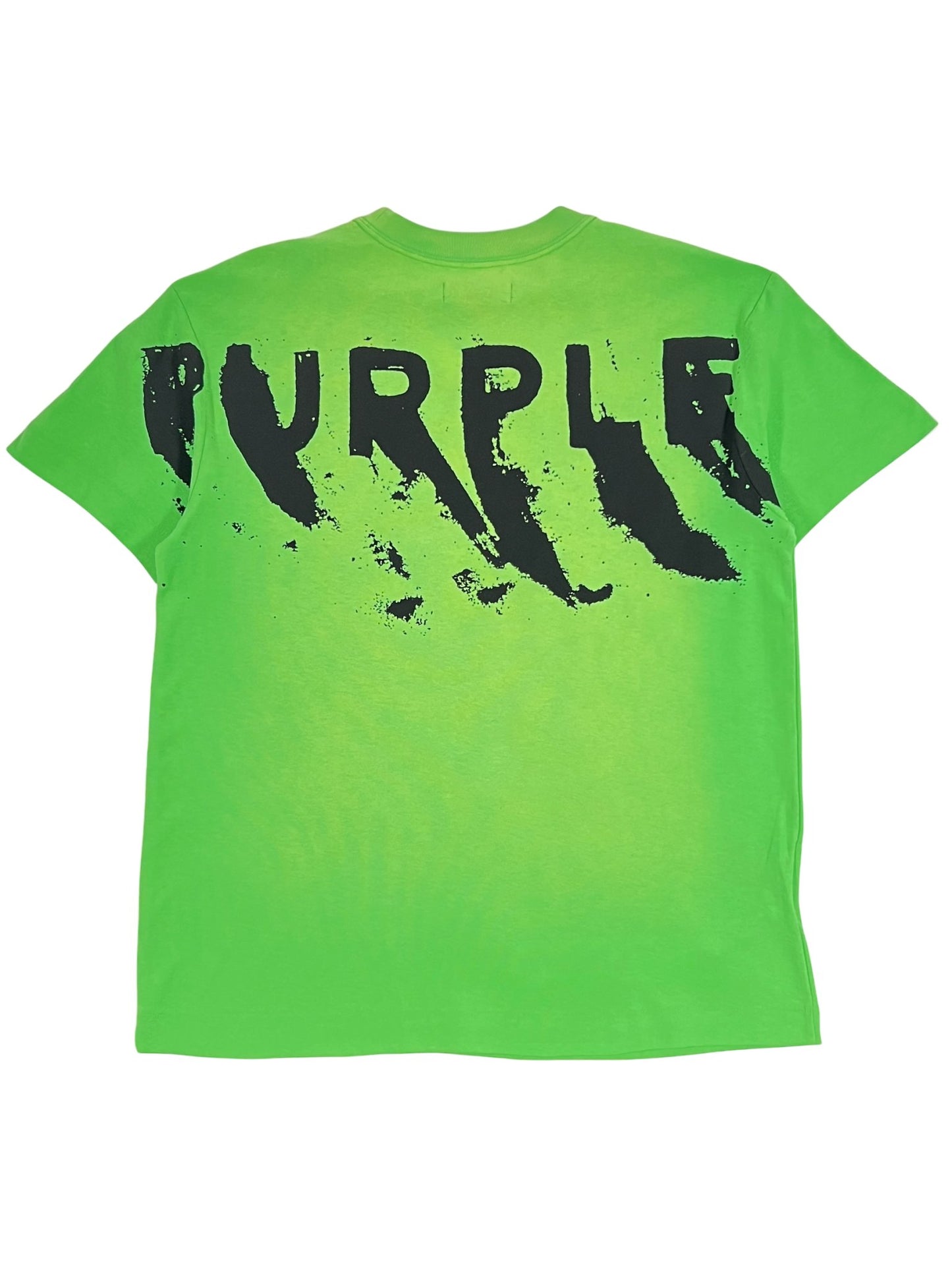A PURPLE BRAND P104-TJFL TEXTURED JERSEY SS TEE GREEN with the word "purple" printed in black on the back.