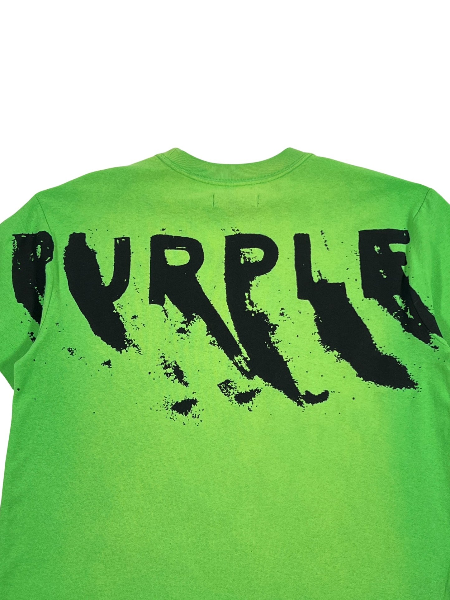 Bright green PURPLE BRAND P104-TJFL TEXTURED JERSEY SS TEE with the word "purple" printed in black ink.