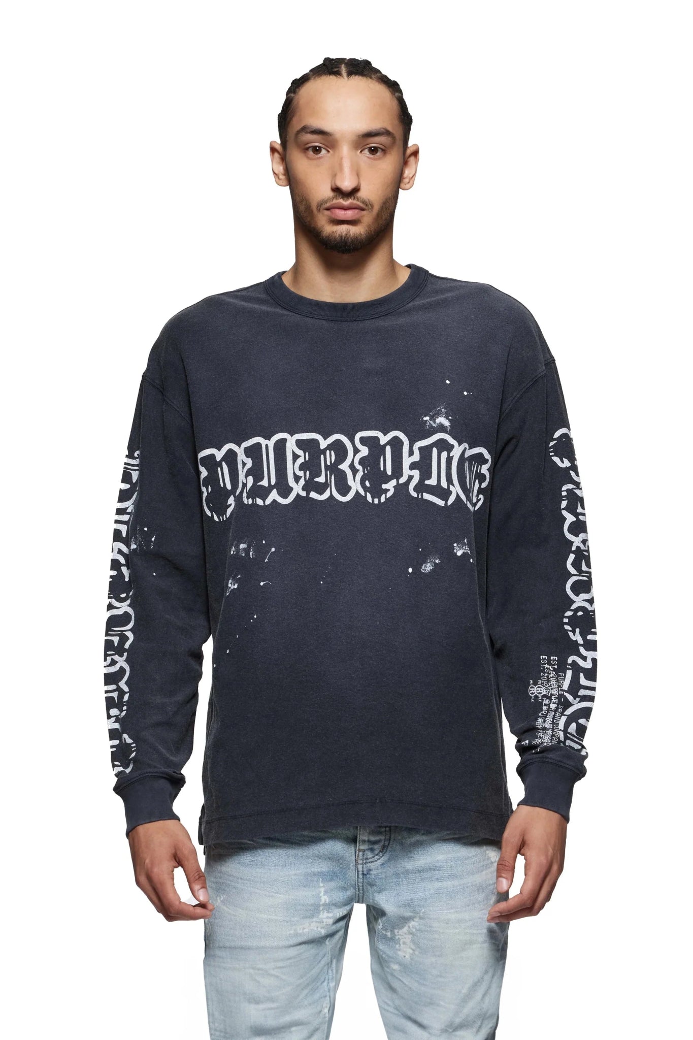 Purple Brand P204-JWGW Textured Jersey Ls Tee  BLK