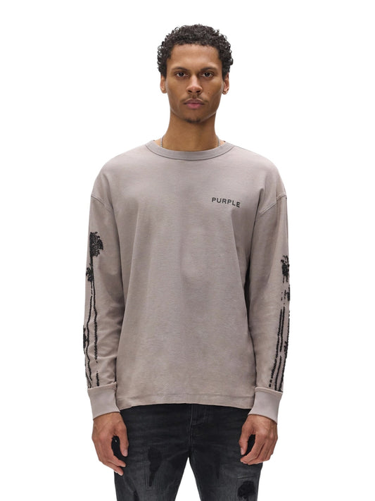 Purple Brand P204-TSRS226 Textured Jersey Ls Tee Grey