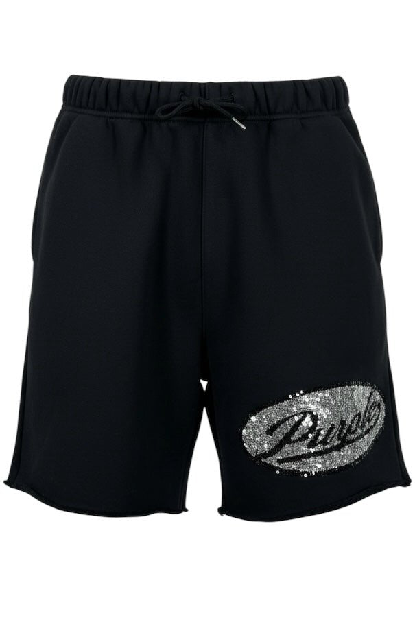 Purple Brand P446-HWSQ226 Hwt Fleece Raw Hem Short Black