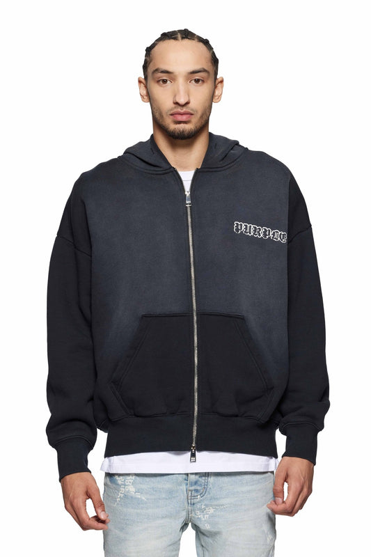 Purple Brand P460-HBGW Hwt Fleece Zip Front Hoody Blk