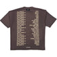 The REPRESENT MLM100176-17 Living Legacy T-shirt in Nero features beige text listing seasons and words on the back, finished with "REPRESENT" at the bottom. Made from soft organic cotton for all-day comfort.