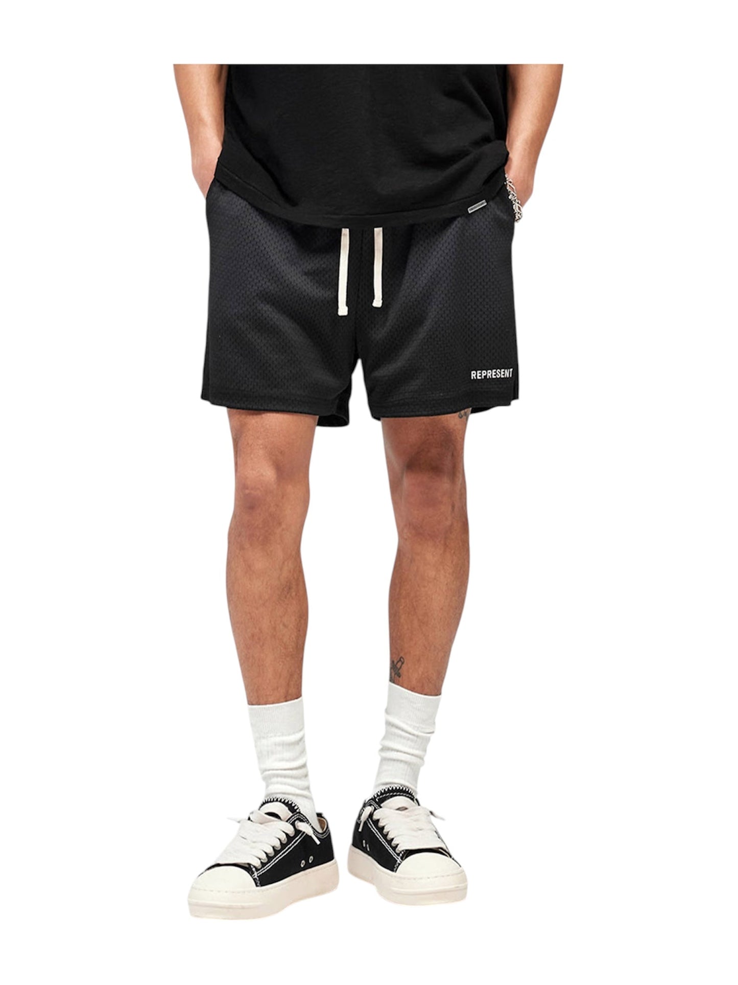 Represent MLM100492-02 Mesh Shorts Washed Black
