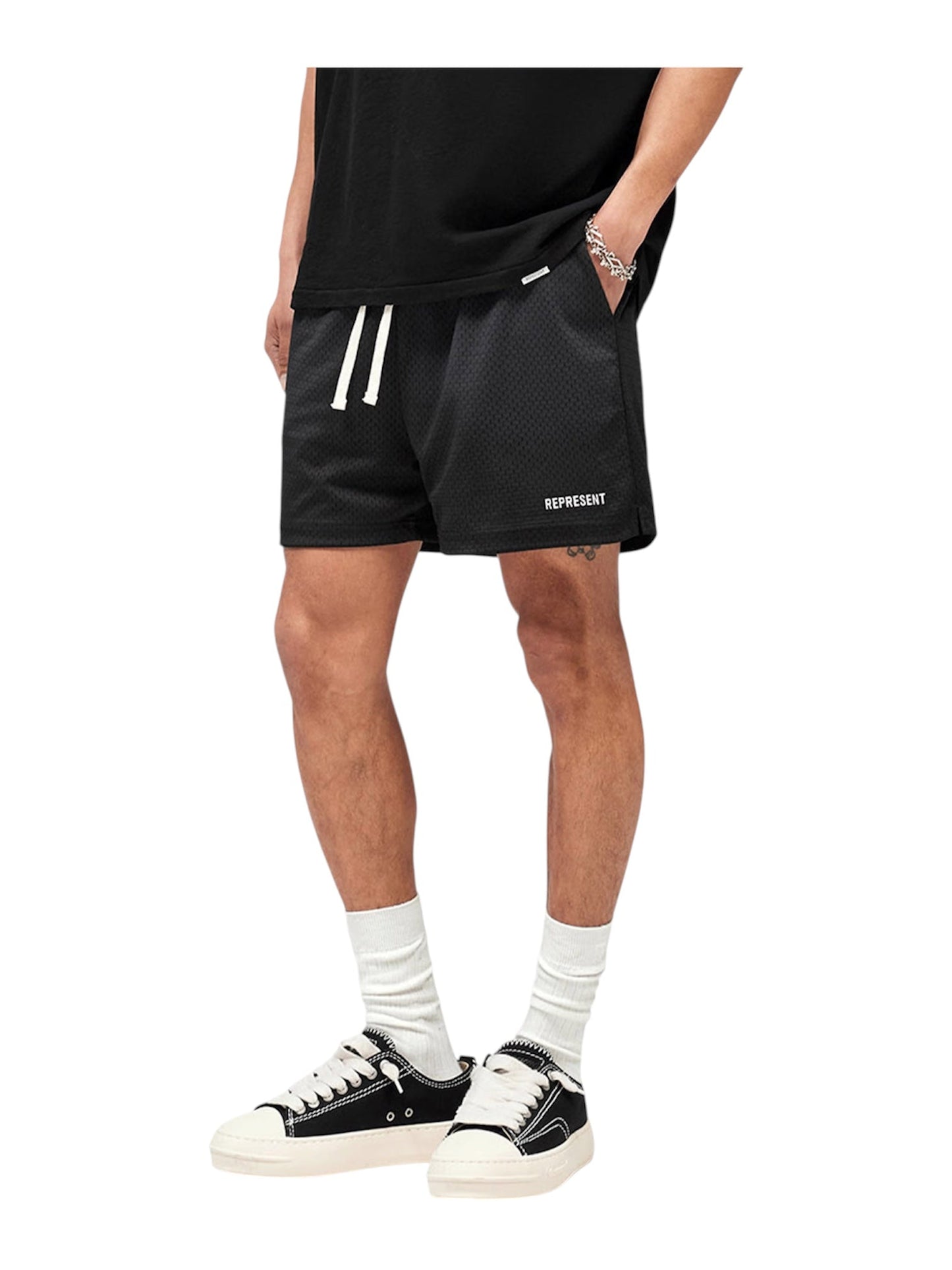 Represent MLM100492-02 Mesh Shorts Washed Black