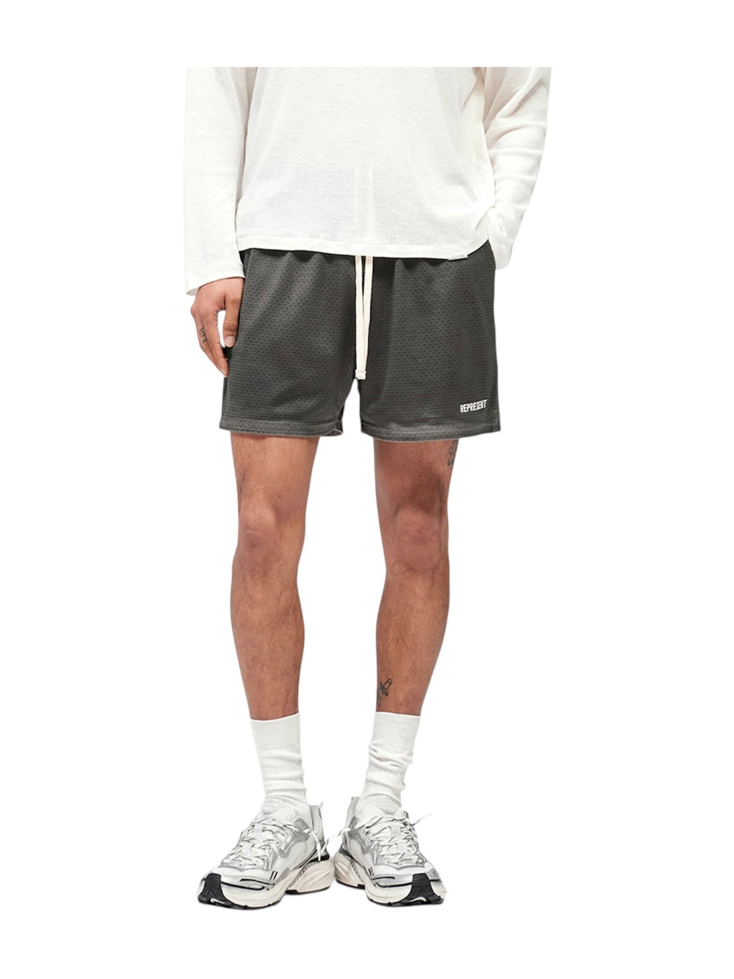 Represent MLM100492-37 Washed Mesh Shorts Vtg Grey