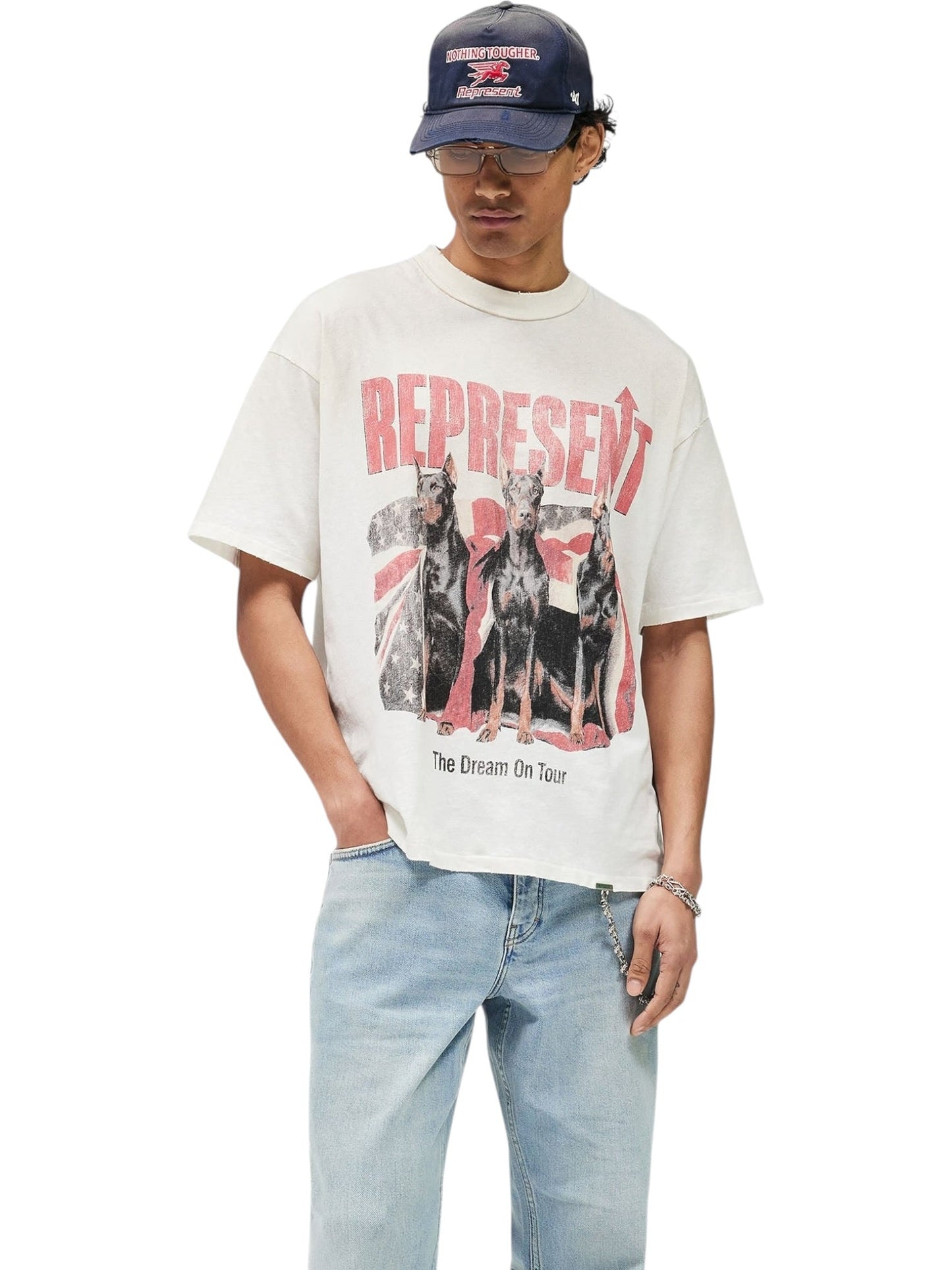 Represent MLM100593-30 Dream On Tour T-shirt Washed Ecru