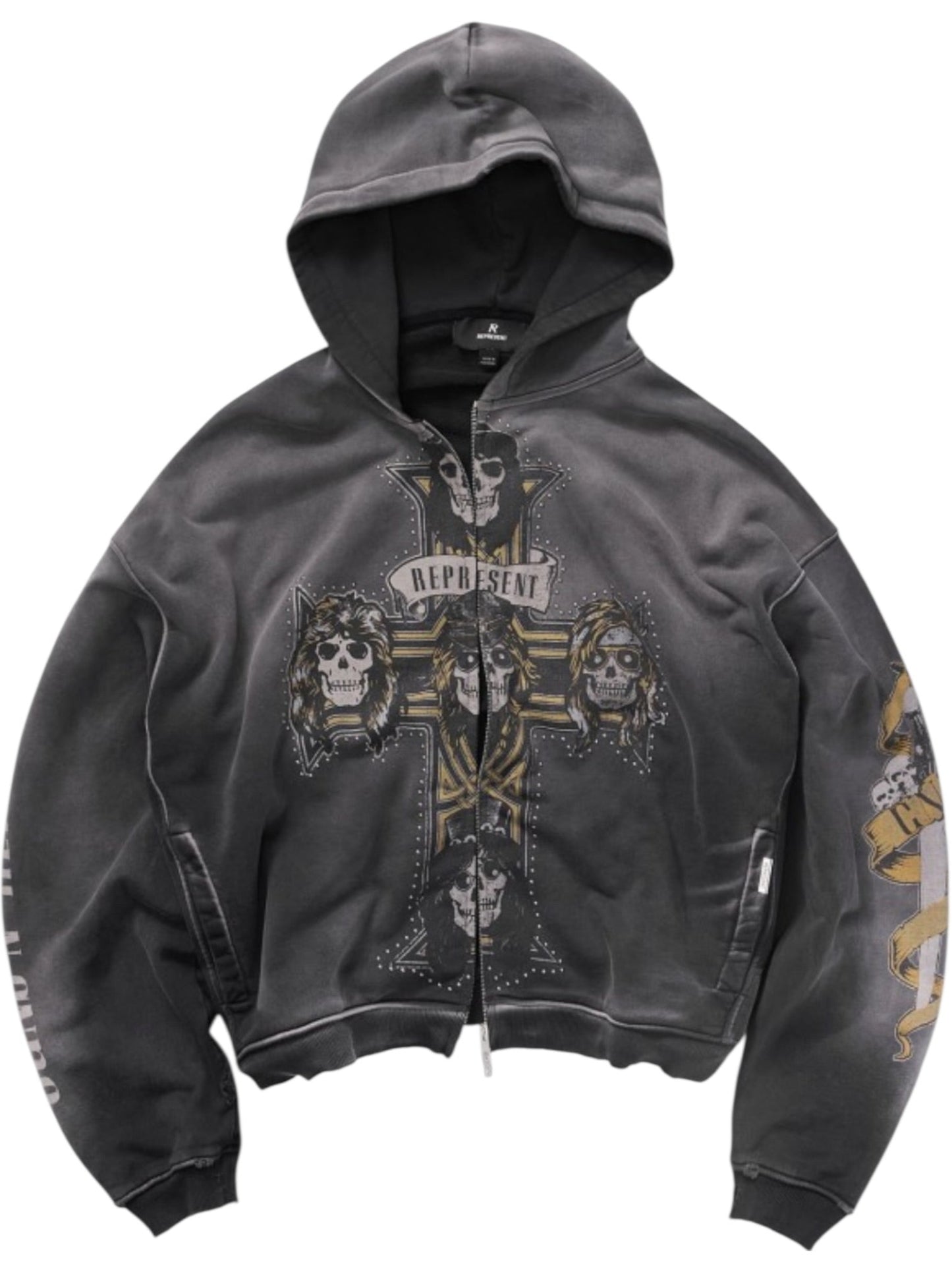 Represent MLM100760-04 GN'R Cross Zip Through Hoodie Blk