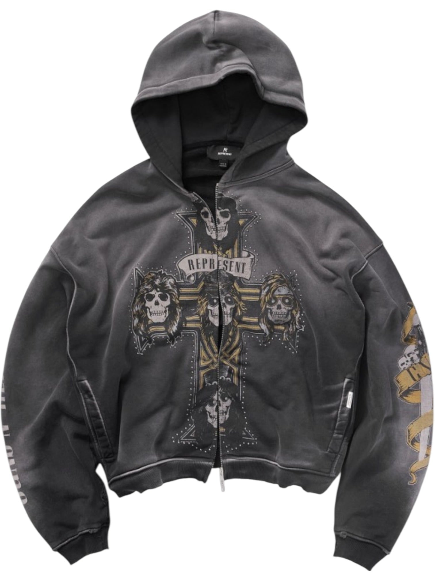 Represent MLM100760-04 GN'R Cross Zip Through Hoodie Blk