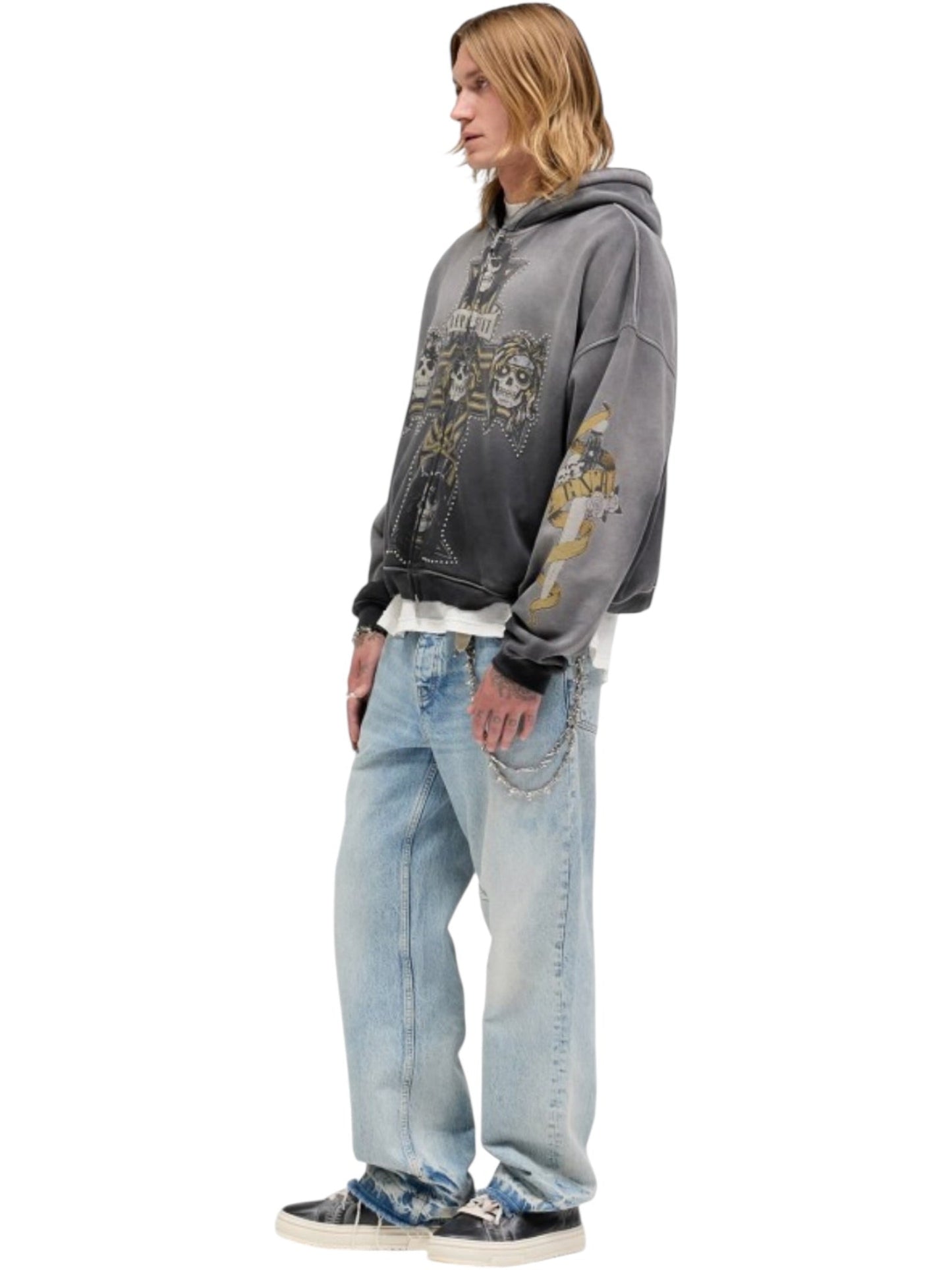 Represent MLM100760-04 GN'R Cross Zip Through Hoodie Blk