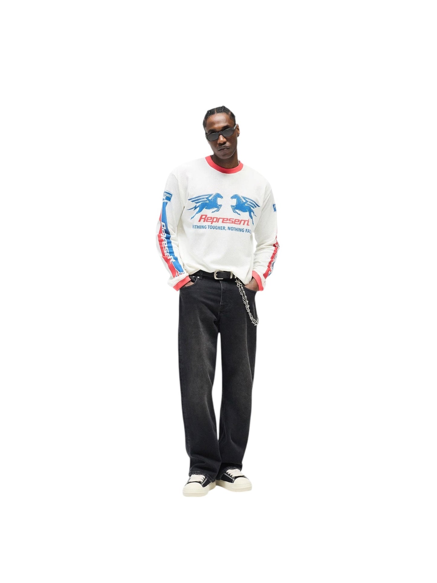 Represent MLM100781 Mesh Pegasus L/S Tee White
