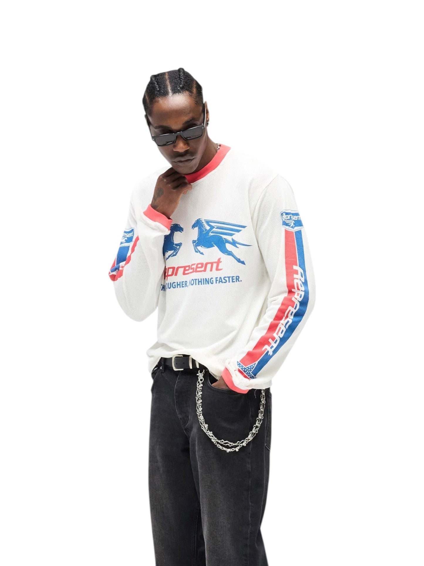 Represent MLM100781 Mesh Pegasus L/S Tee White