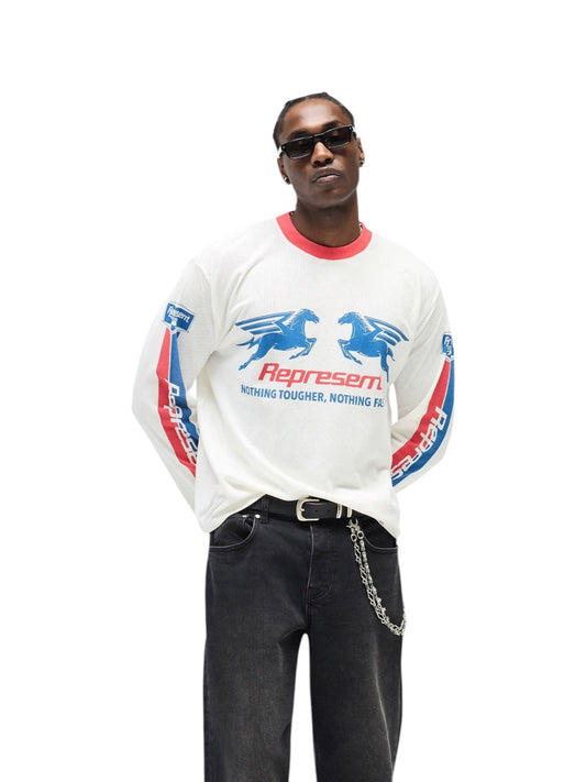 Represent MLM100781 Mesh Pegasus L/S Tee White