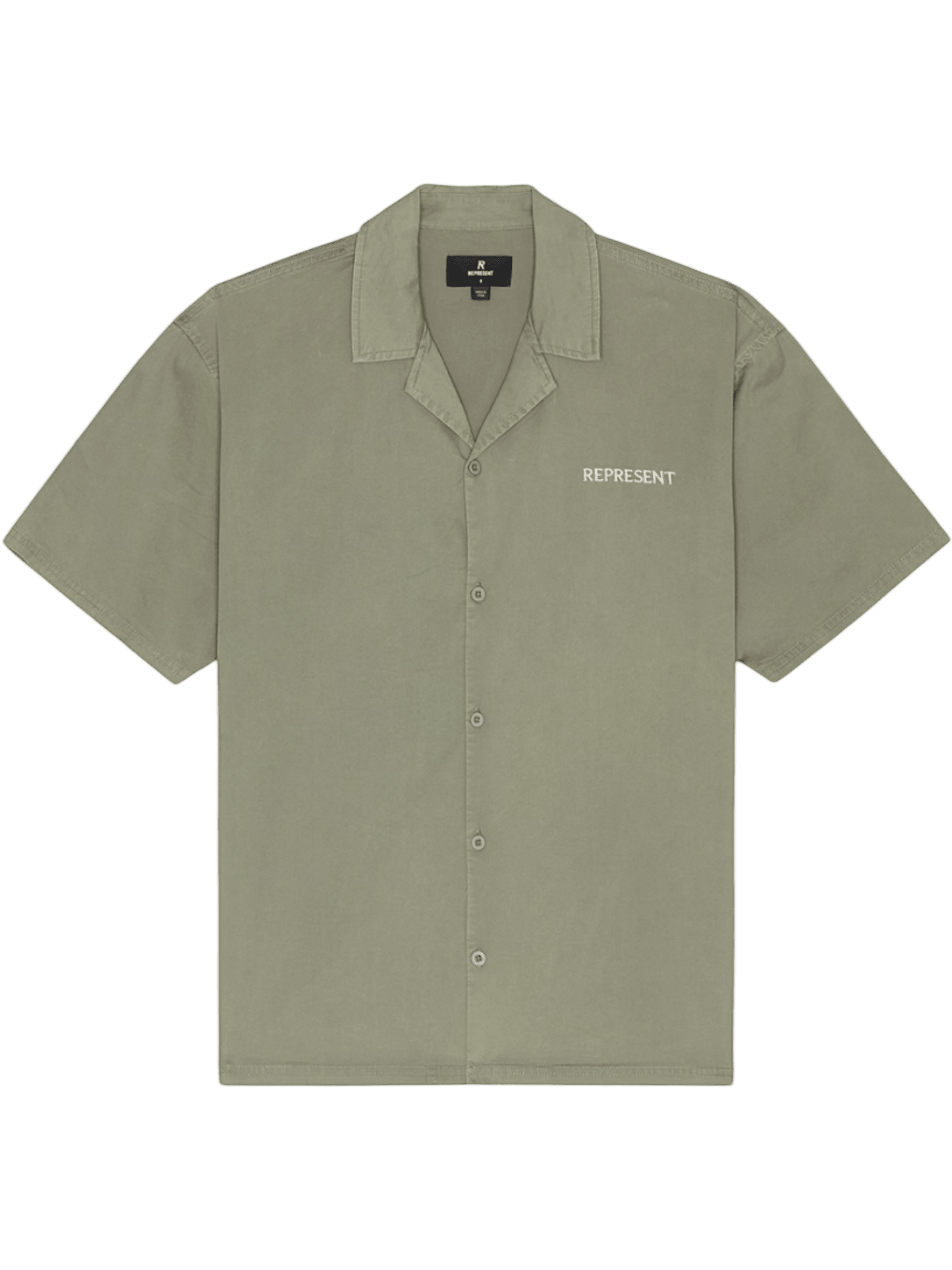 Represent MLM21464 Script Camp Collar Shirt Mid Khaki