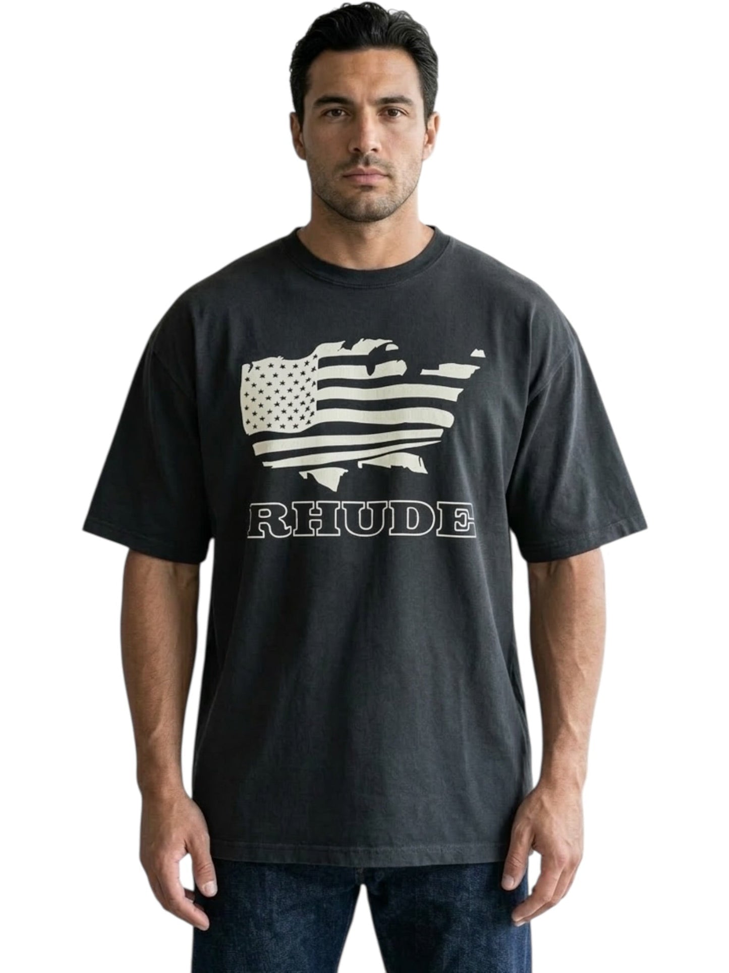 Rhude Banner Tee Vintage Black /White