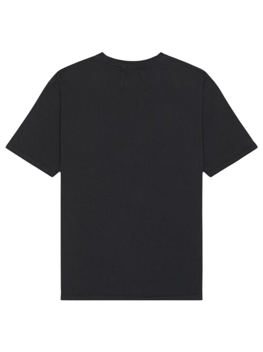 The Rhude Bay of Angels Yacht Tee in black, by RHUDE, showcases 100% cotton fabric with a back view, featuring short sleeves and a classic round neckline.