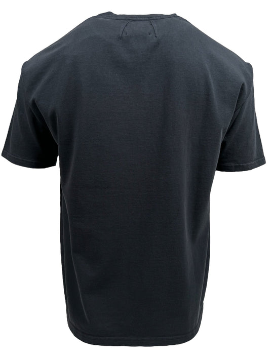 The RHUDE BLACK DIAMOND TEE VTG BLACK is a plain black short-sleeve t-shirt, made from 100% cotton and shown from the back, featuring a classic crew neck design.