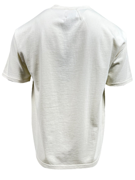 Back view of a vintage white RHUDE CHATAEU ALPES TEE VTG WHITE short-sleeve t-shirt on a white background.