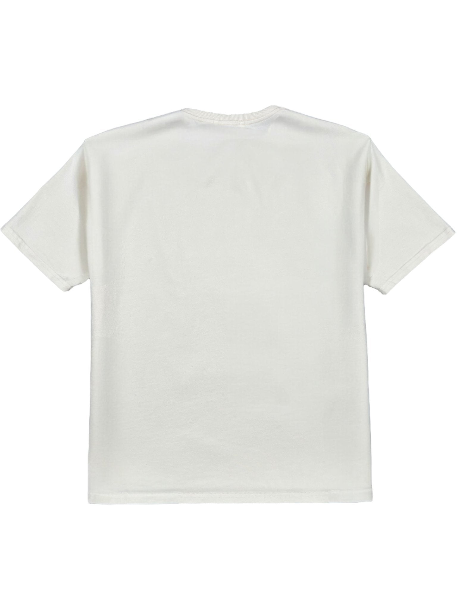 The RHUDE Collins Fumar Tee in Vintage White/Black/Red is a 100% cotton short-sleeve t-shirt, shown from the back against a white background.