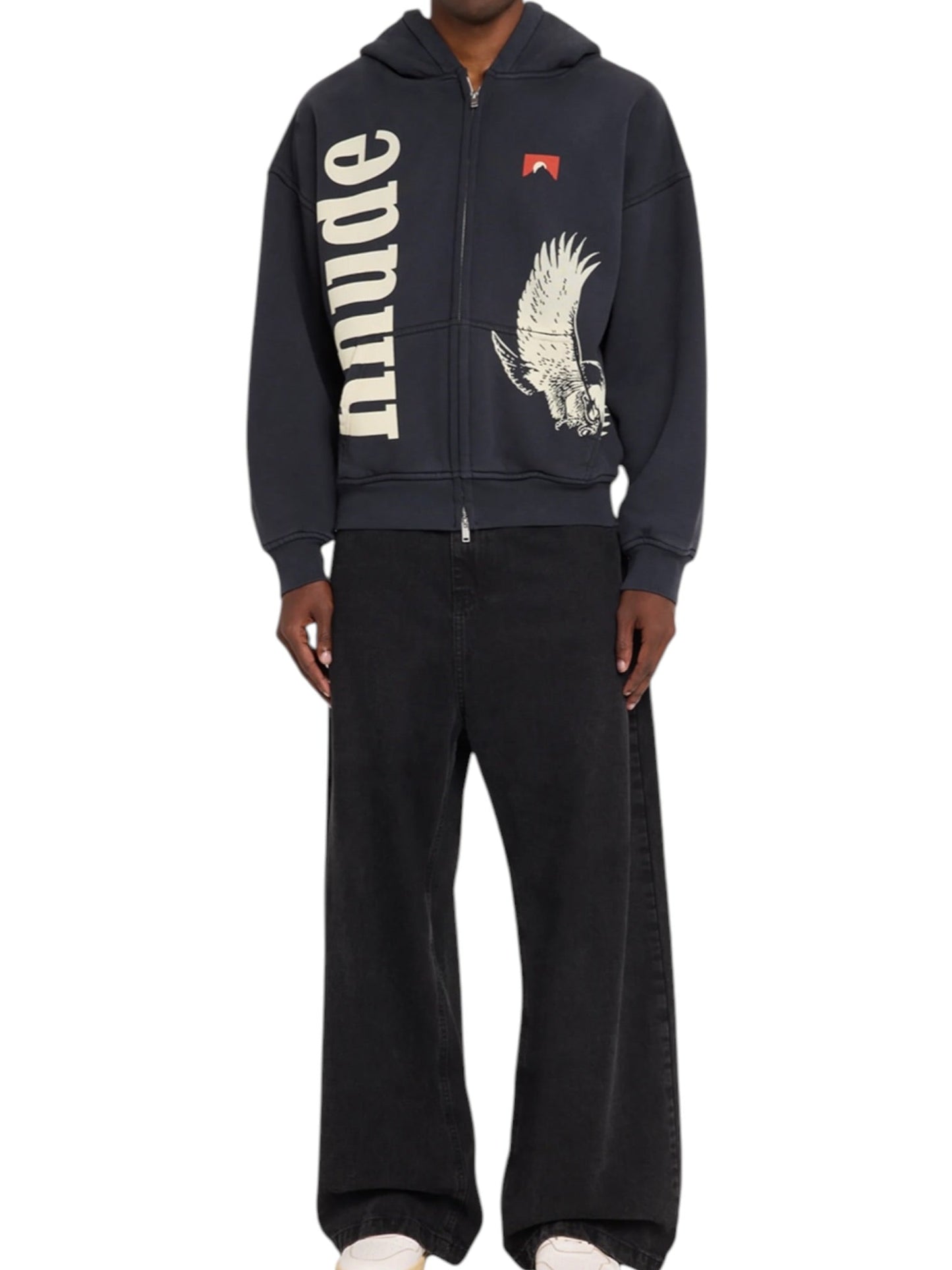 Rhude Eagle Pass Zip-Up Hoodie Vtg Black/White