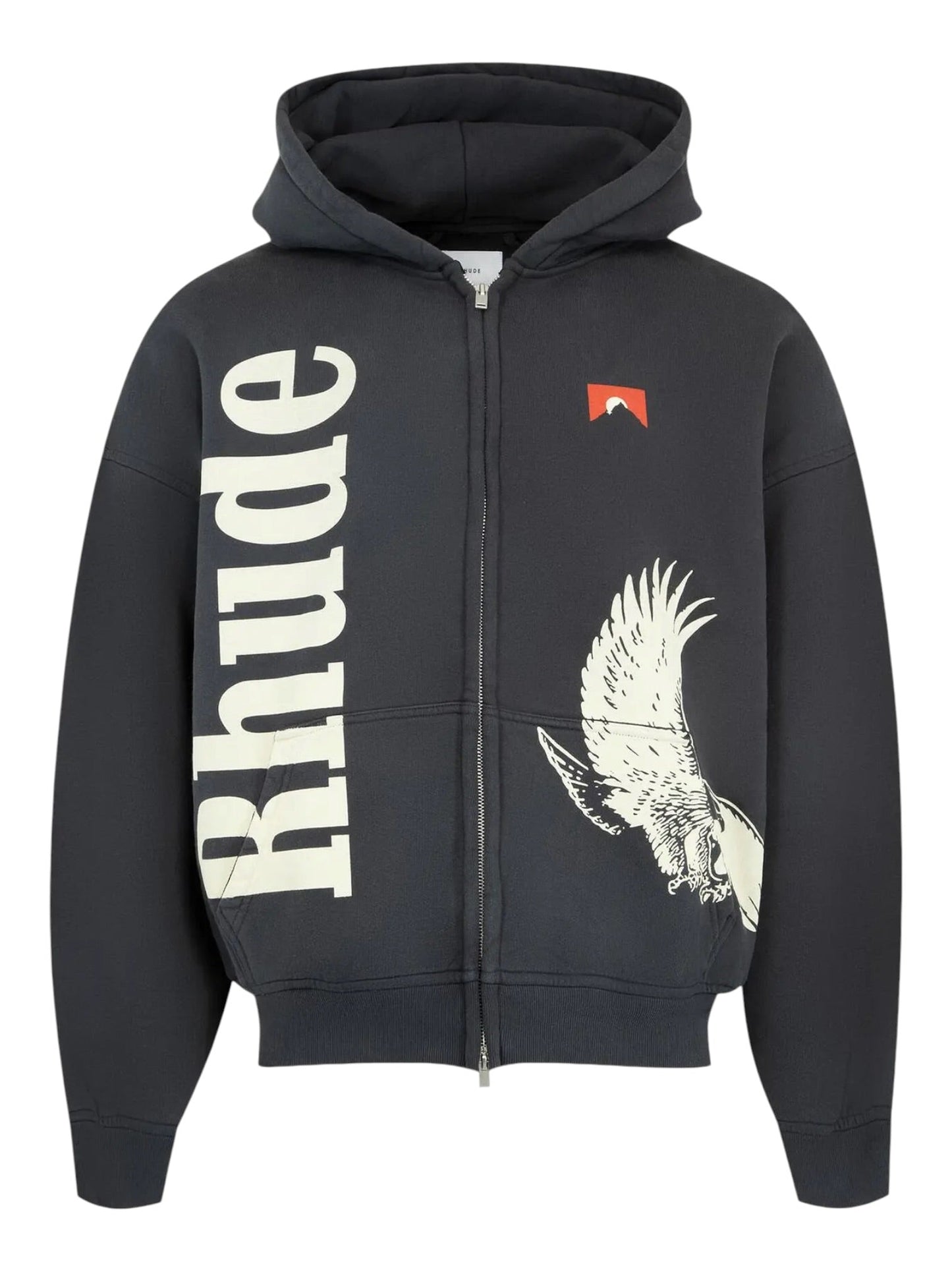 Rhude Eagle Pass Zip-Up Hoodie Vtg Black/White