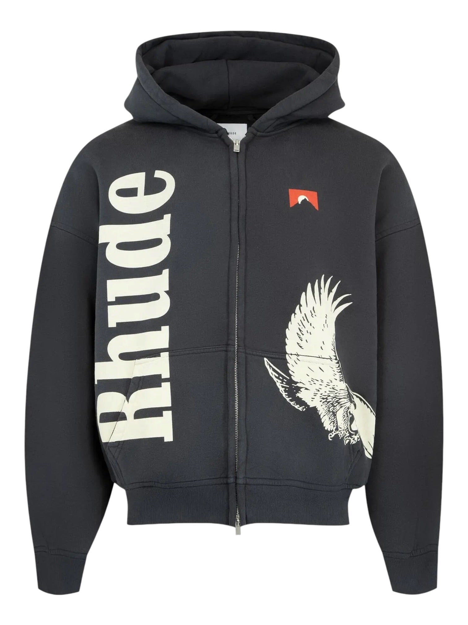 Rhude Eagle Pass Zip-Up Hoodie Vtg Black/White