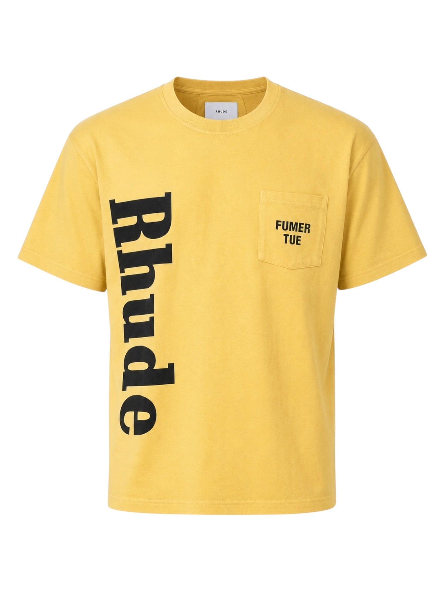Probus Rhude Logo Pocket Tee Washed Sahara Yellow-Black Rhude Logo Pocket Tee Washed Sahara Yellow-Black S