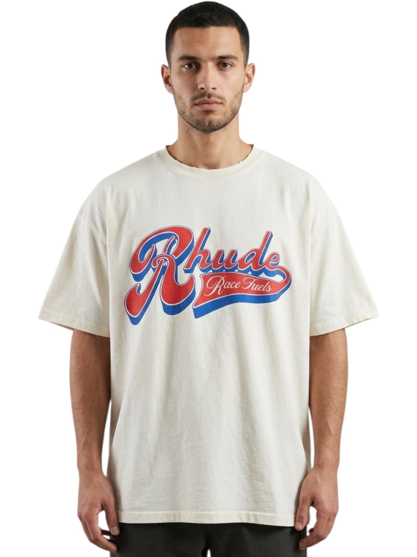 Rhude Pit Stop Tee Vintage White/Red/Blue