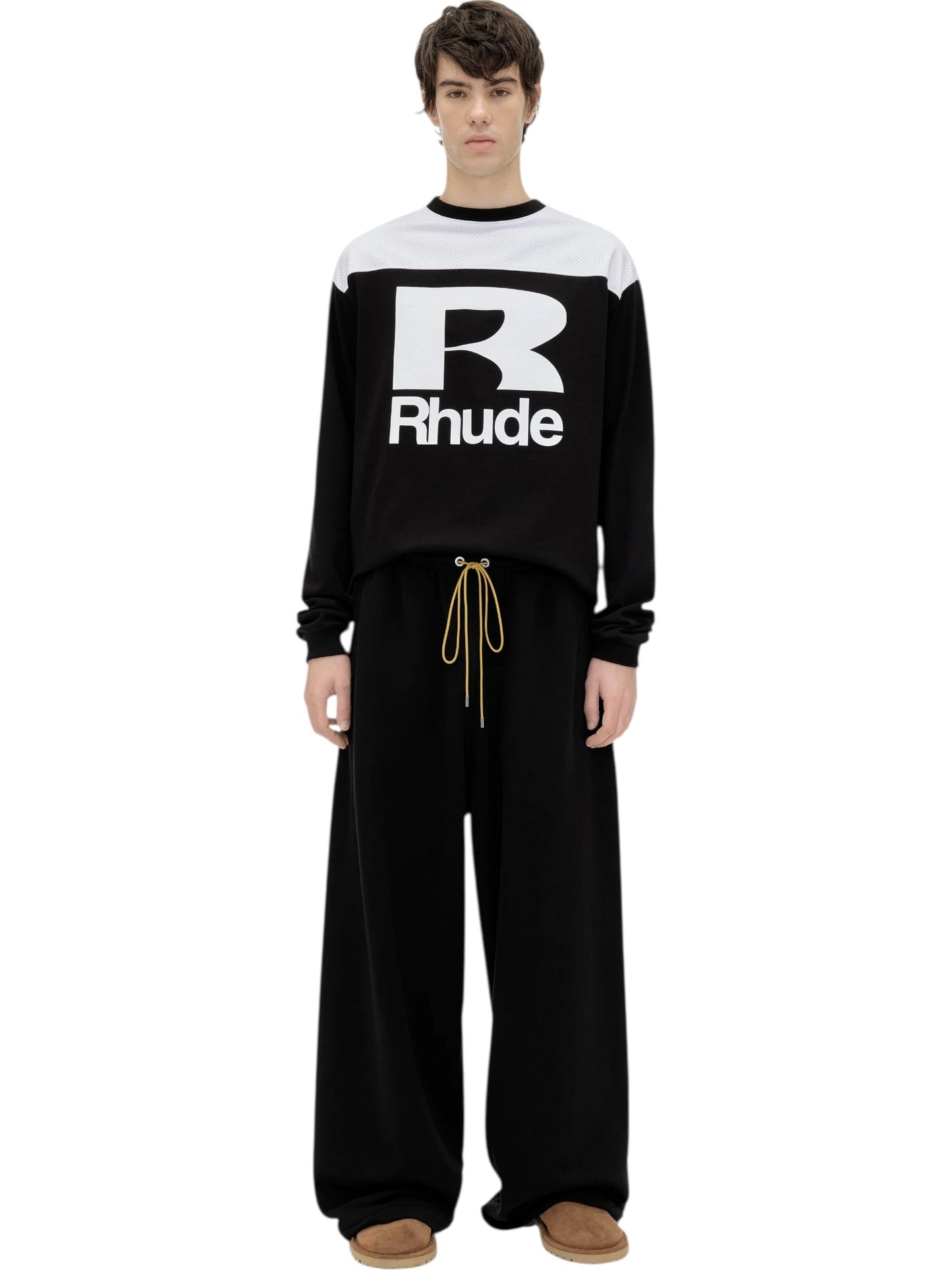 Rhude Racing Panel LS Shirt Black/White