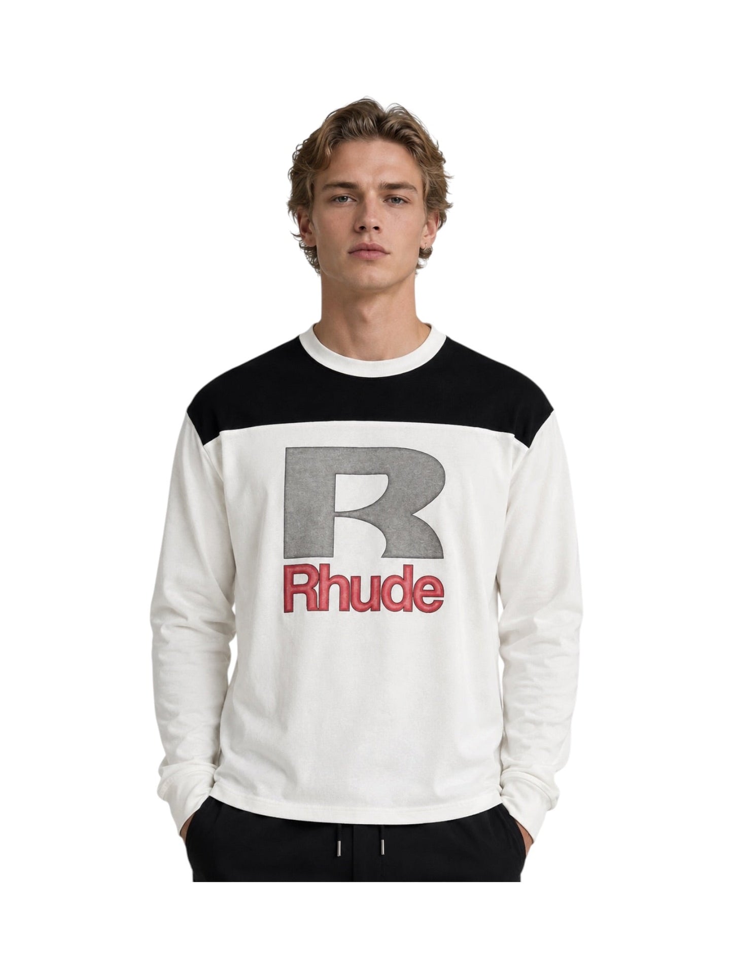 Probus Rhude Racing Panel LS Shirt White-Black-Red Rhude Racing Panel LS Shirt White-Black-Red XS