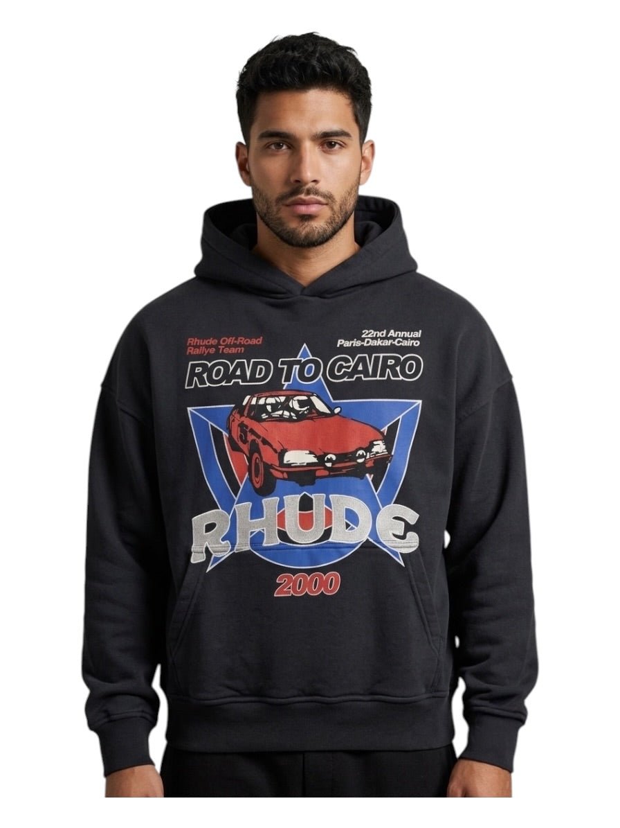 Probus Rhude Road To Cairo Hoodie Vtg Black/Red Rhude Road To Cairo Hoodie Vtg Black/Red BLACK