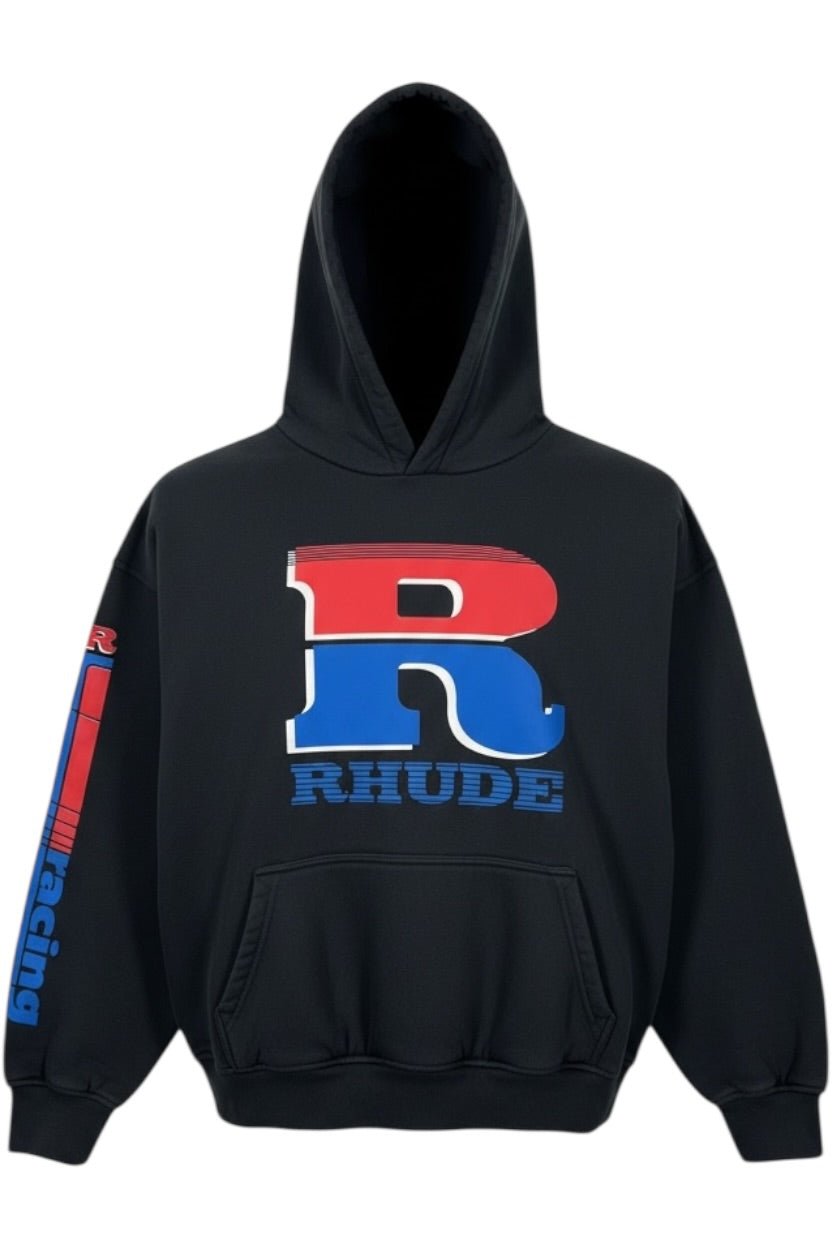 Rhude Split Petrol Logo Hoodie  Vtg Black/Red/Blue