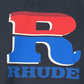 Rhude Split Petrol Logo Hoodie  Vtg Black/Red/Blue