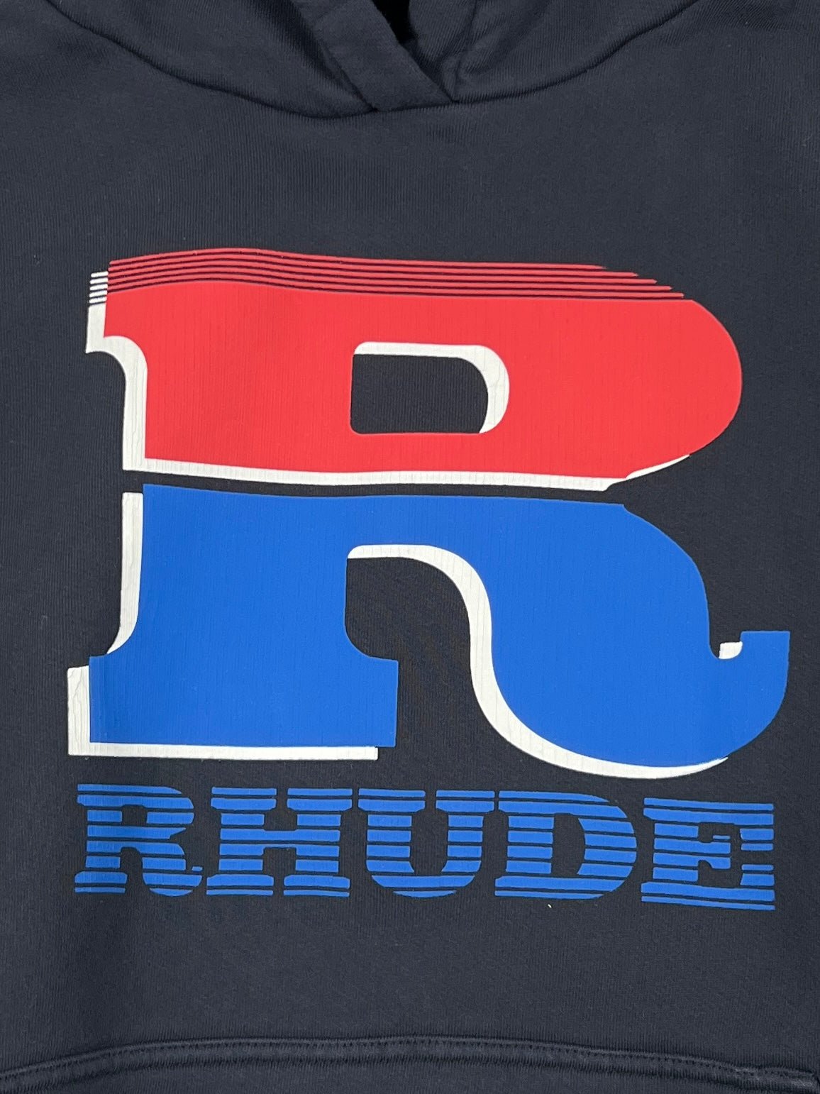 Rhude Split Petrol Logo Hoodie  Vtg Black/Red/Blue