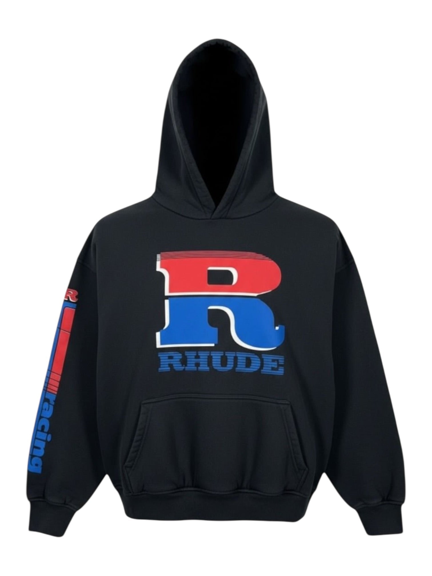Rhude Split Petrol Logo Hoodie Vtg Black/Red/Blue
