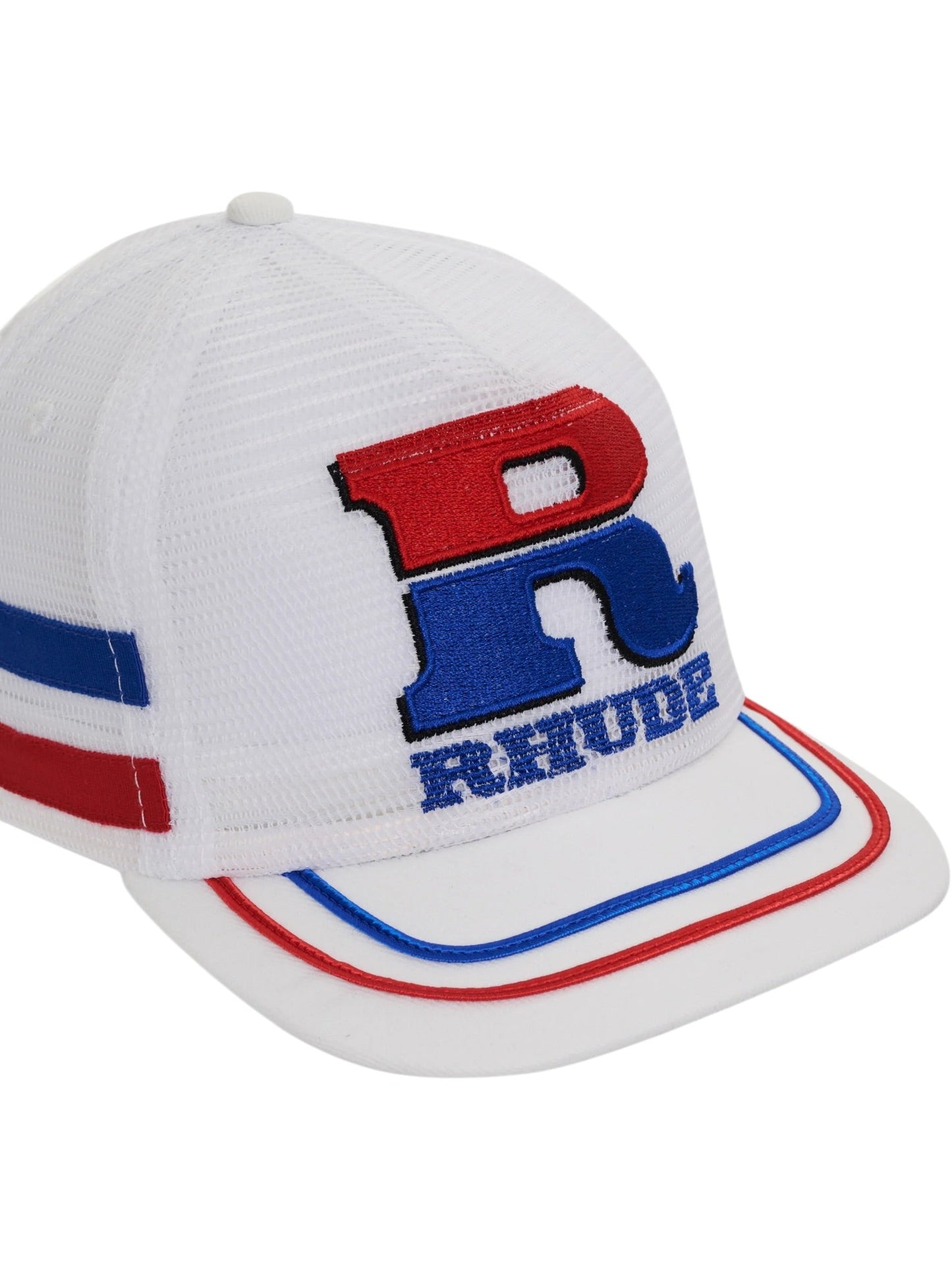 Rhude Split Petrol Logo Mesh Trucker Hat White/Red