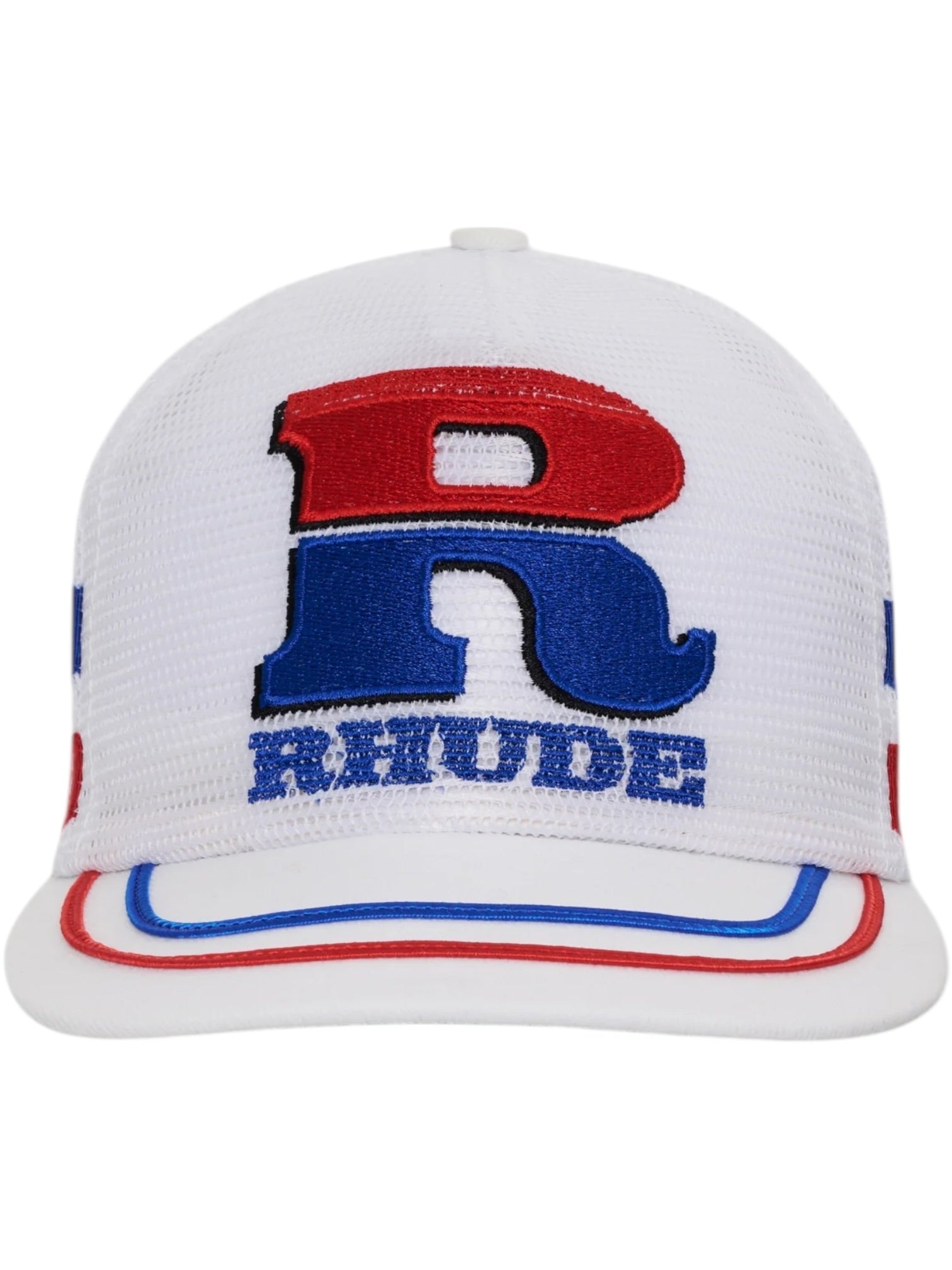 Rhude Split Petrol Logo Mesh Trucker Hat White/Red