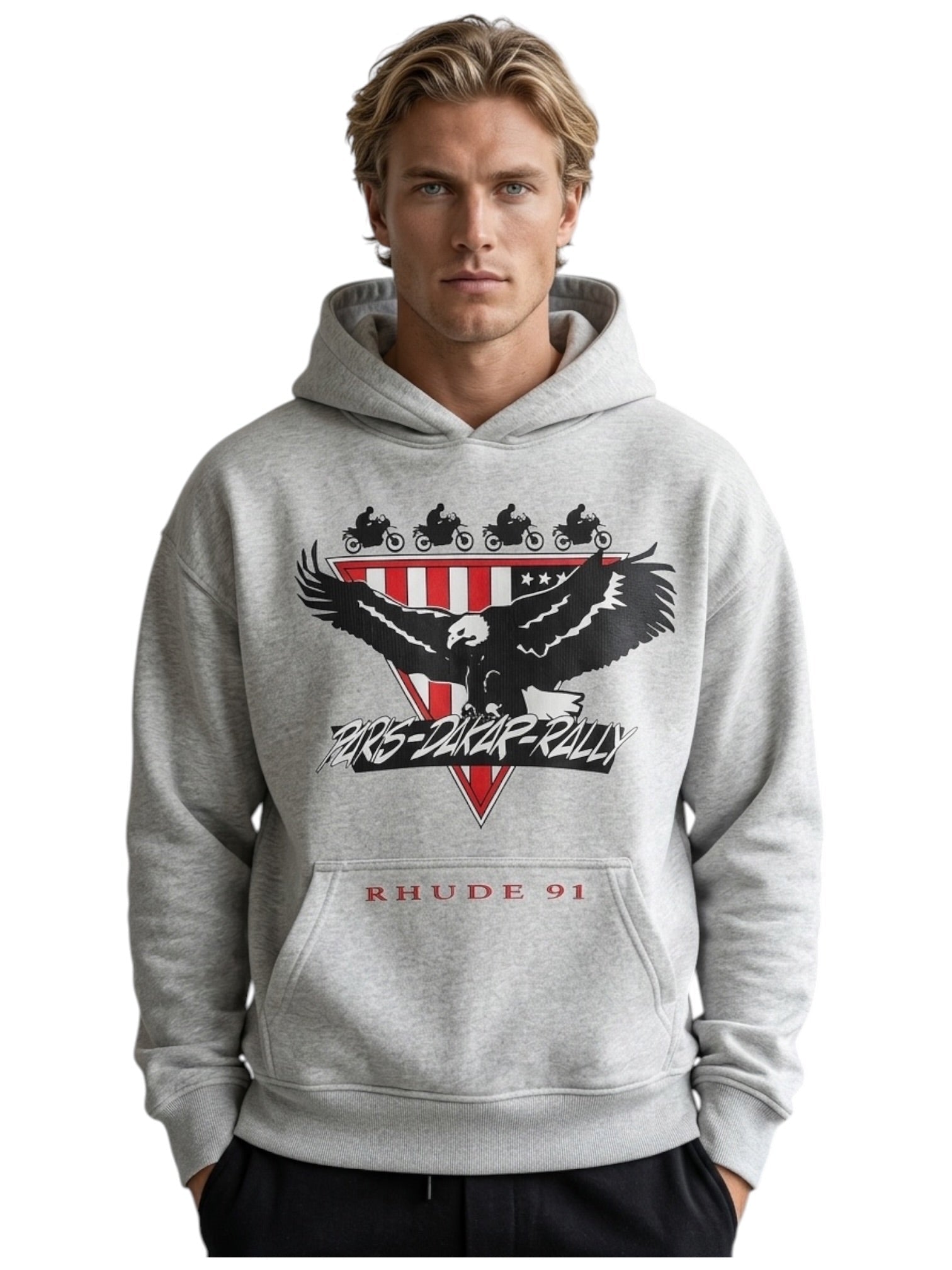 Probus Rhude Stage Racing Hoodie Heather Grey/Black Rhude Stage Racing Hoodie Heather Grey/Black GREY