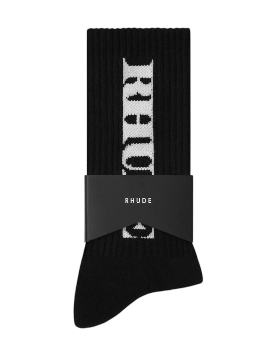 Rhude Tripoli Racing Logo Sock Black-White