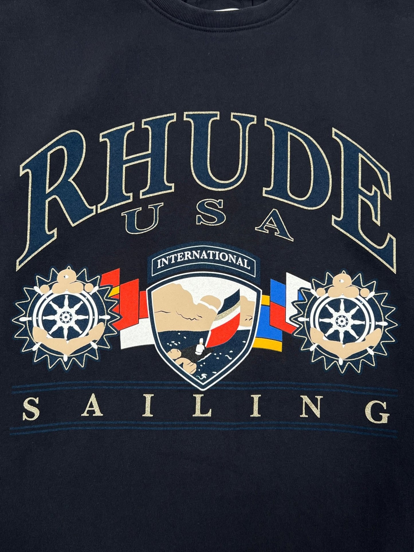 Rhude Usa Sailing Icon Tee Vtg Black/White