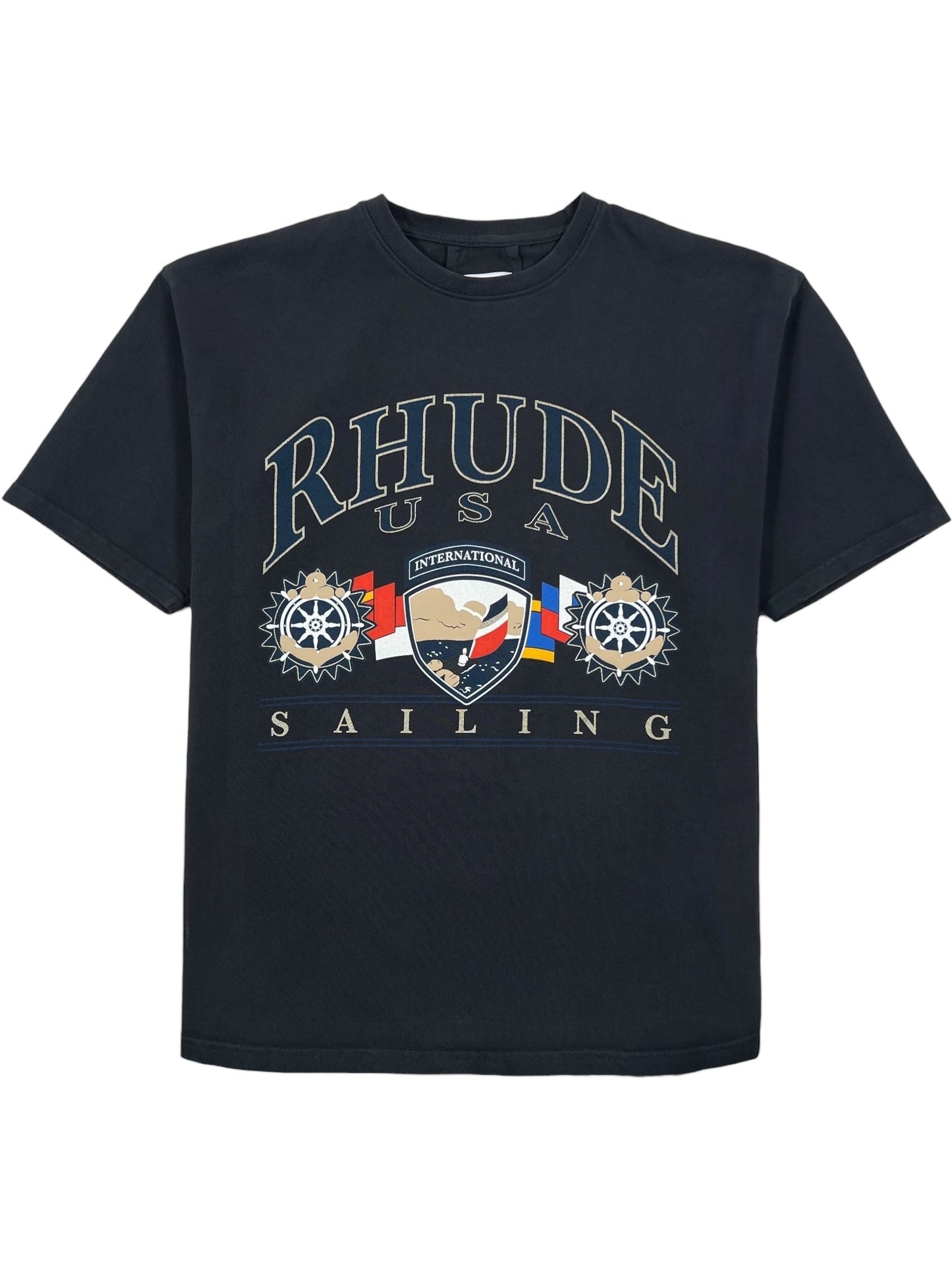 Rhude Usa Sailing Icon Tee Vtg Black/White