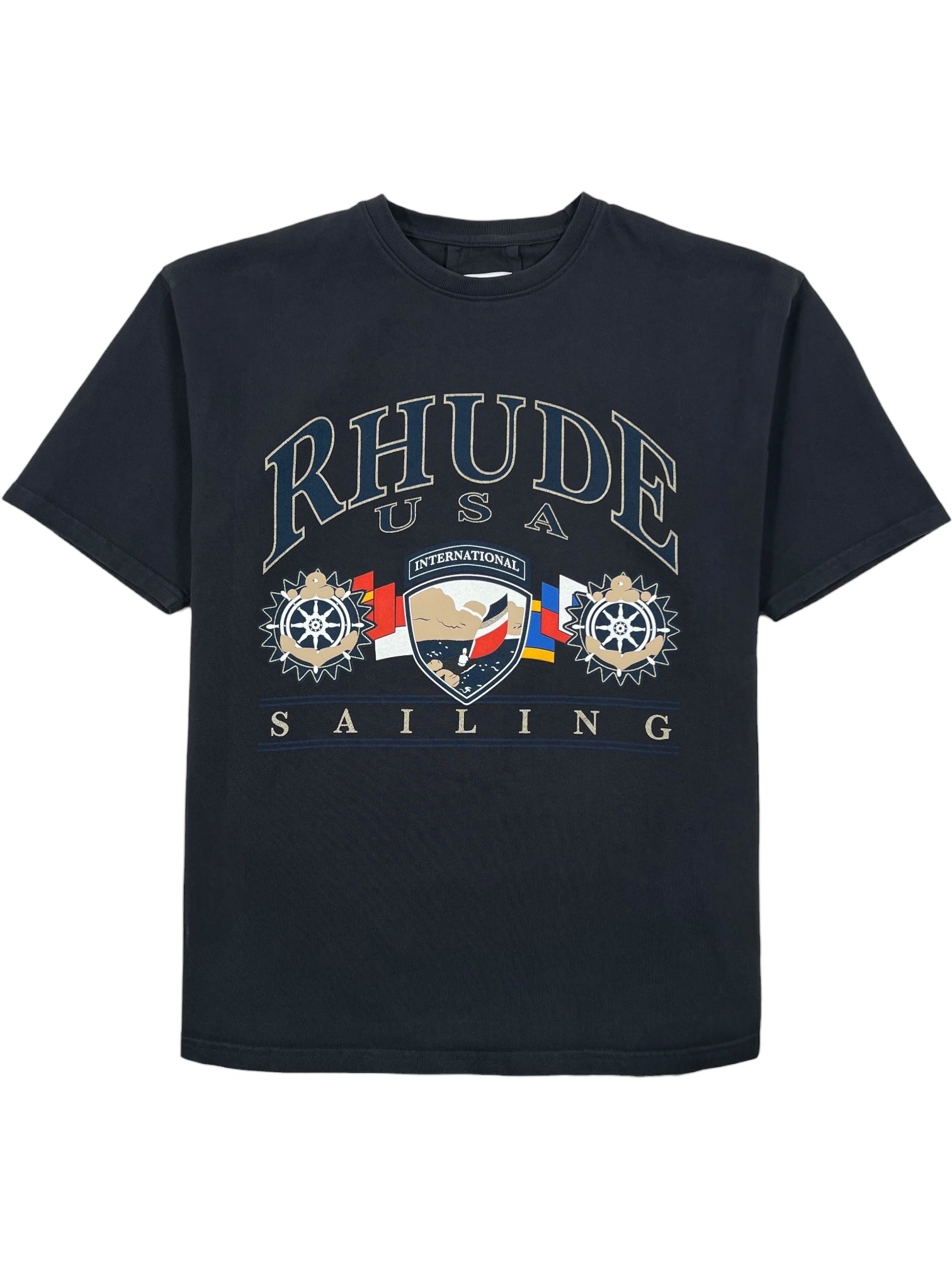 Rhude Usa Sailing Icon Tee Vtg Black/White