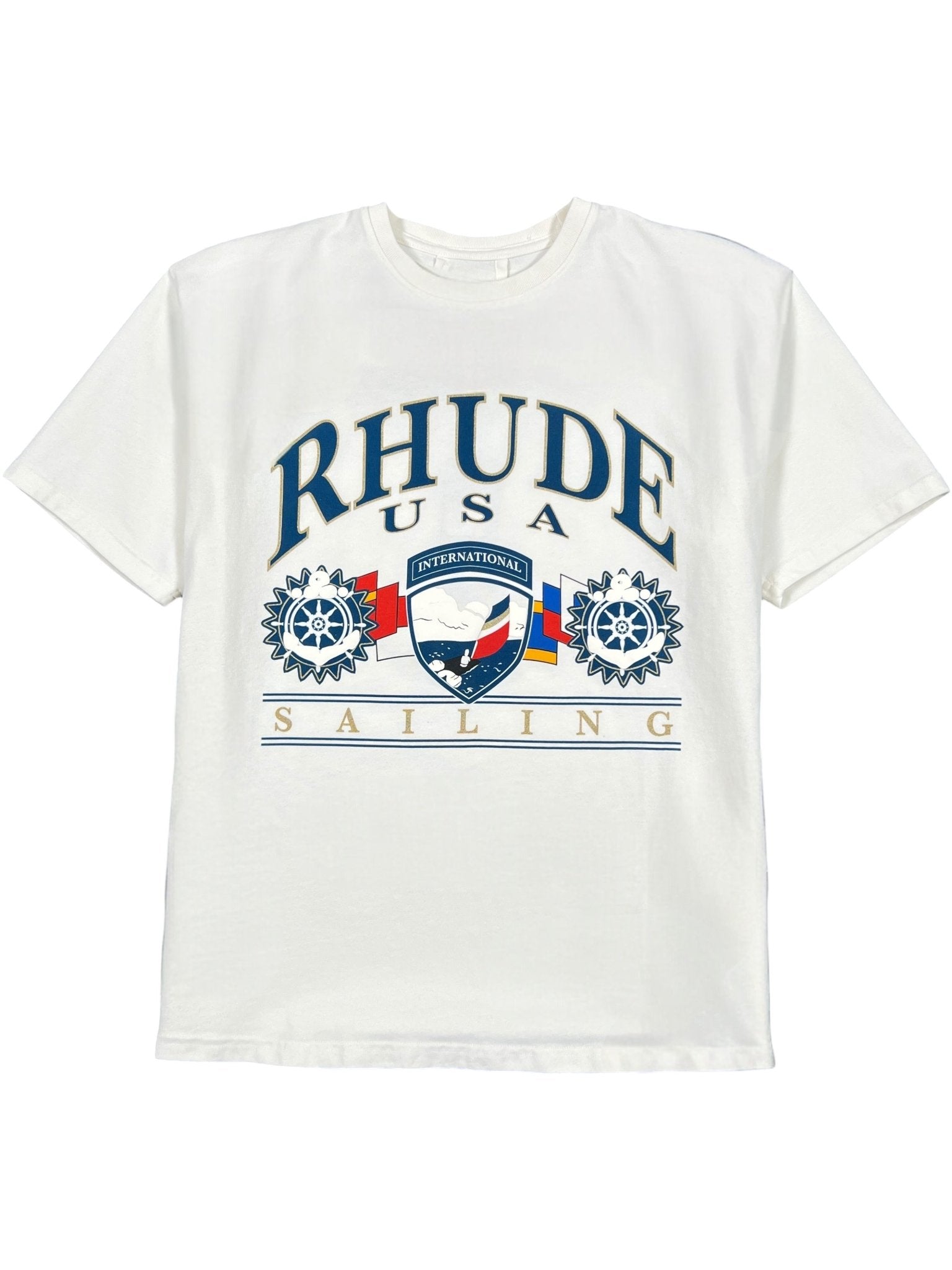 Rhude Usa Sailing Icon Tee Vtg White/Black