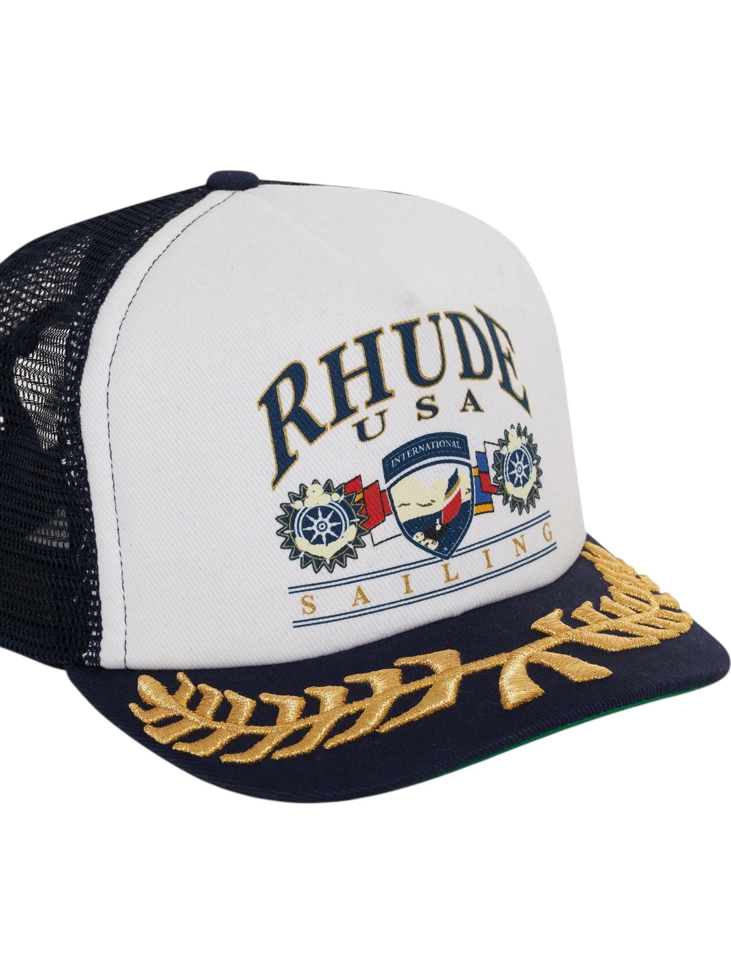 Rhude Usa Sailing Icon Trucker Hat Navy/White