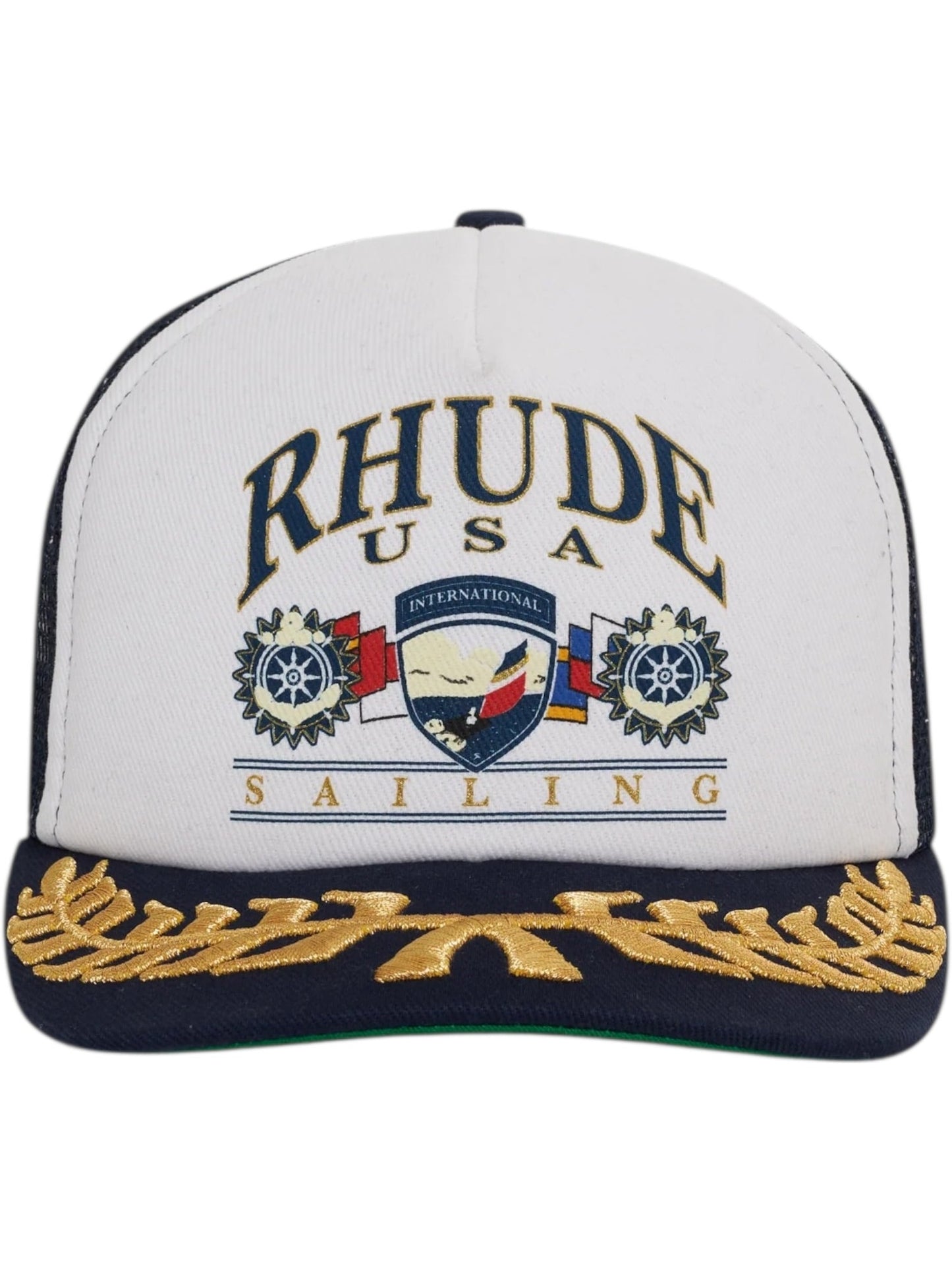 Rhude Usa Sailing Icon Trucker Hat Navy/White