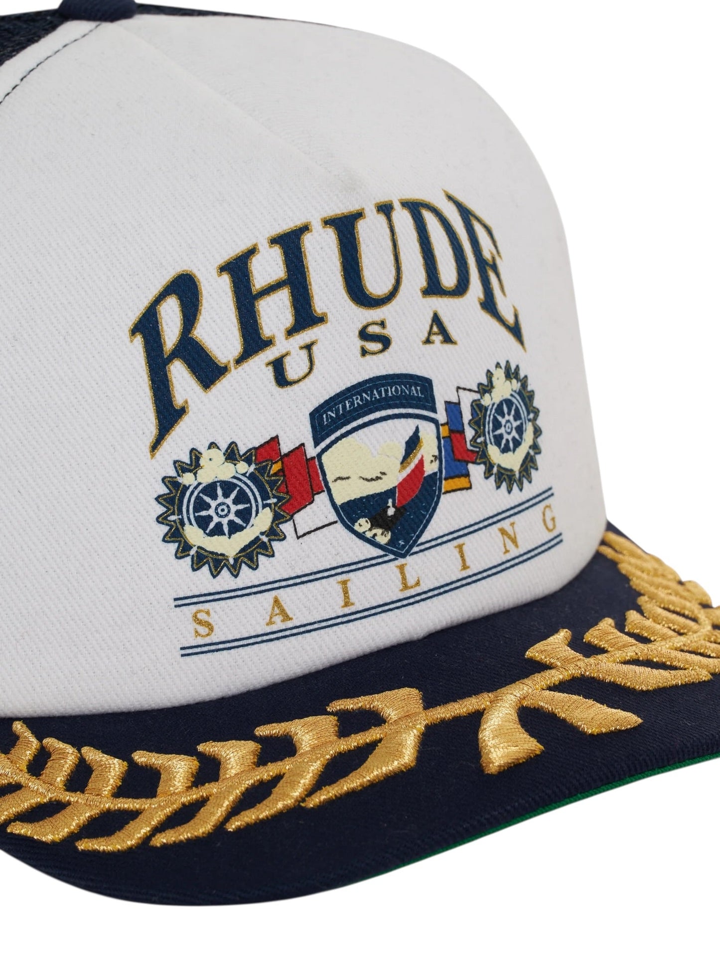 Rhude Usa Sailing Icon Trucker Hat Navy/White