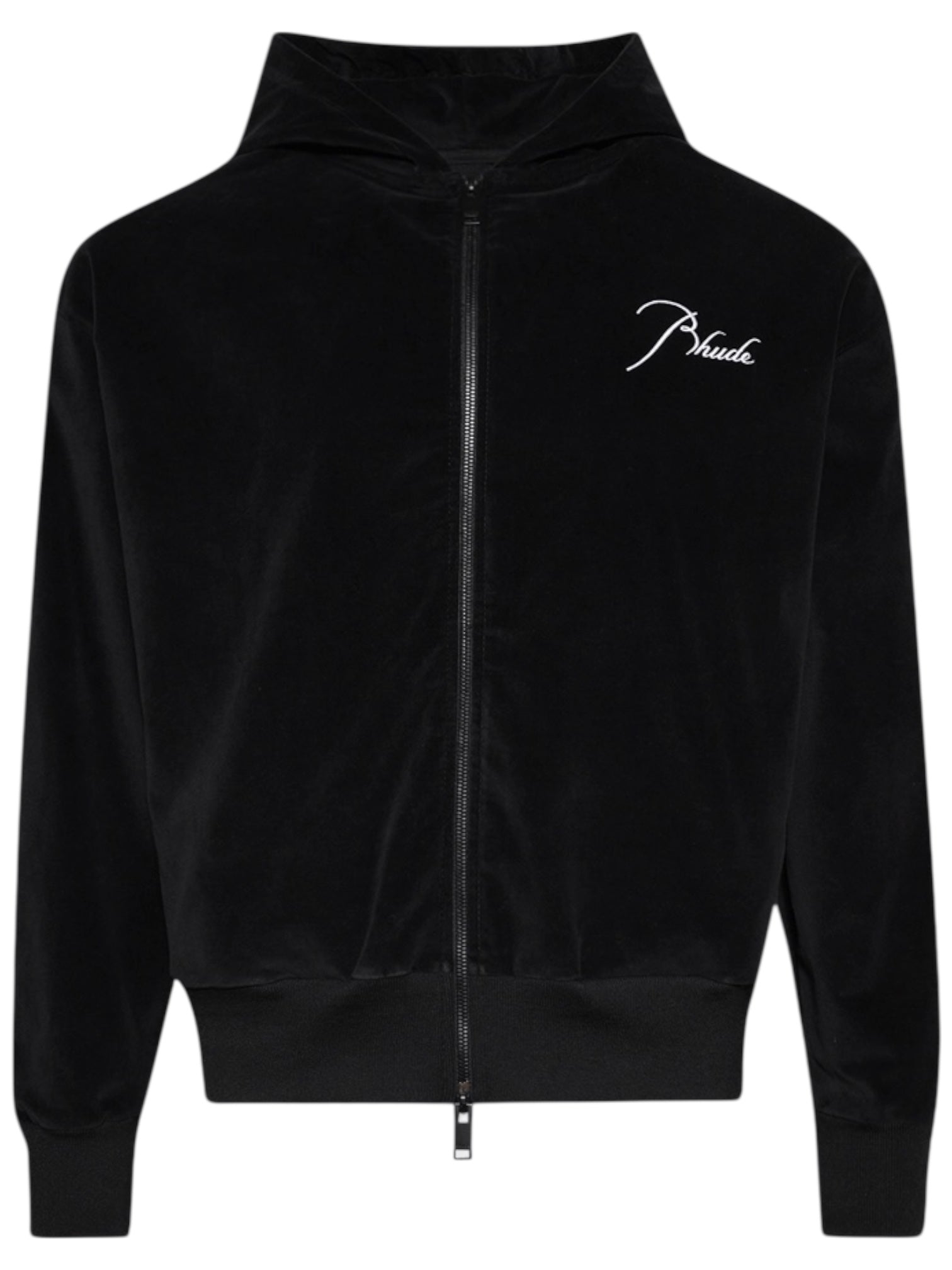 Rhude Velour Classique Zip-up Hoodie Black/White