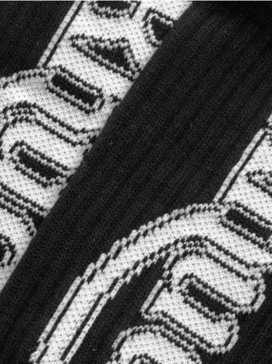Rhude Vertical Race Track Socks Black/White